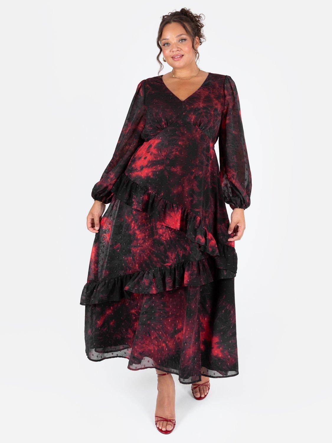 Product image 8 of 11, which shows Lovedrobe Abstract Ruffle Midaxi Dress, Multi Print, 8