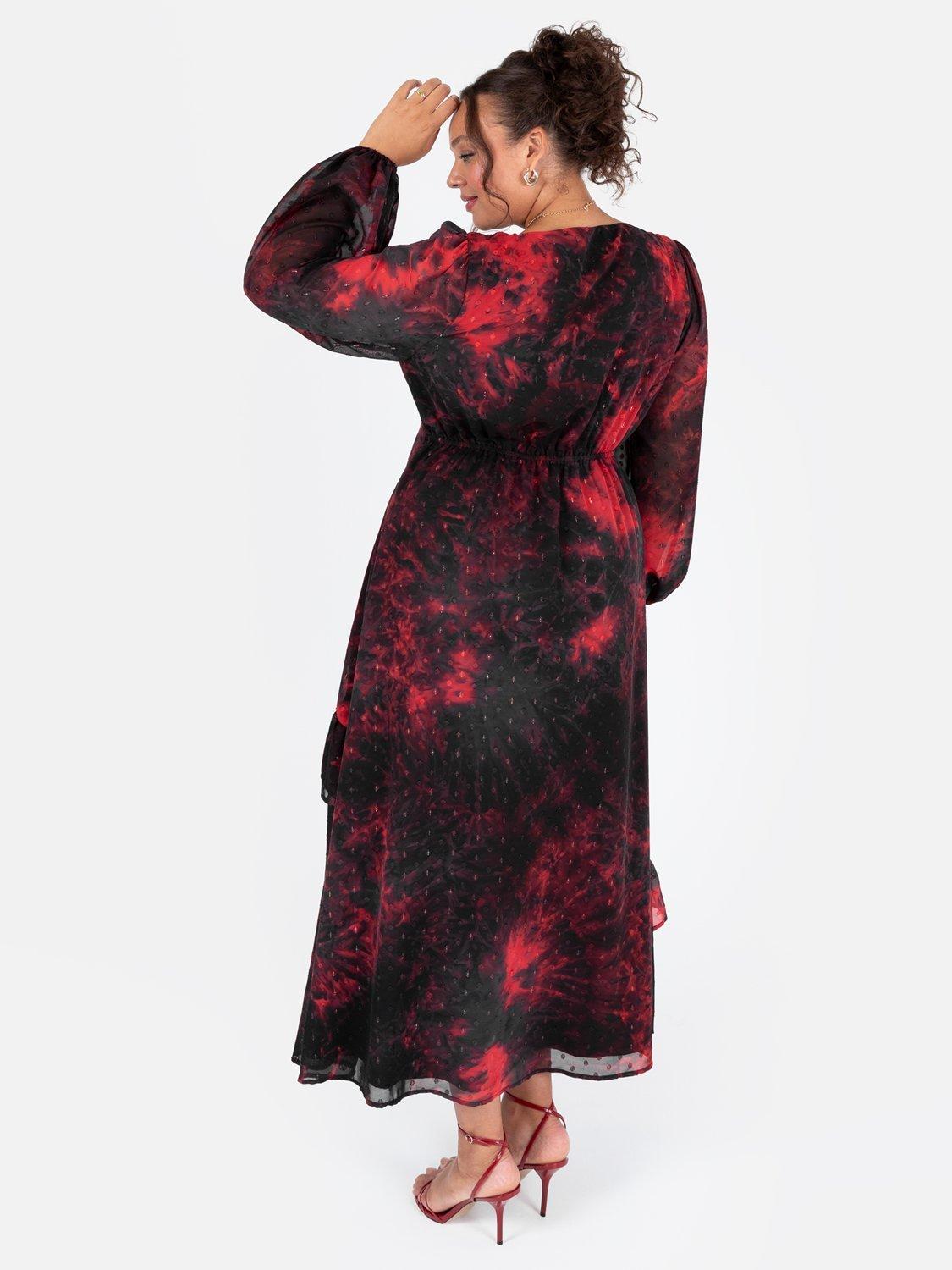 Product image 9 of 11, which shows Lovedrobe Abstract Ruffle Midaxi Dress, Multi Print, 8