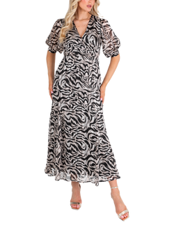 Lovedrobe Xebra Print Faux Wrap Midaxi Dress, Mono Animal Print, Mono Animal Print