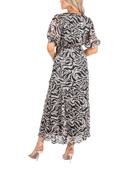 Lovedrobe Xebra Print Faux Wrap Midaxi Dress, Mono Animal Print - view 2, Mono Animal Print