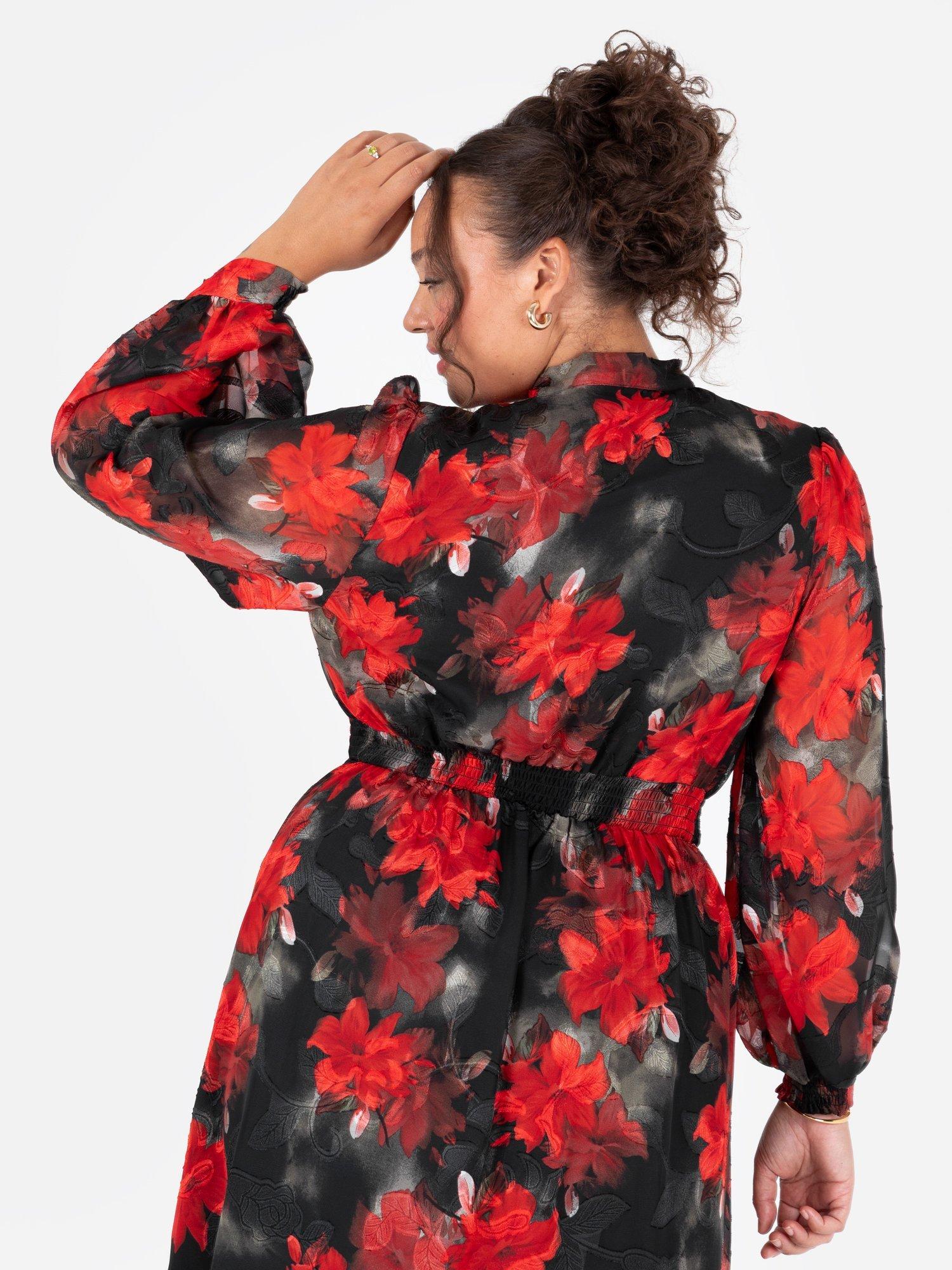 Product image 10 of 10, which shows Lovedrobe Floral Tie Neck Maxi Dress, Multi Print, 8