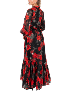 Lovedrobe Floral Tie Neck Maxi Dress, Multi Print - view 2, Multi Print