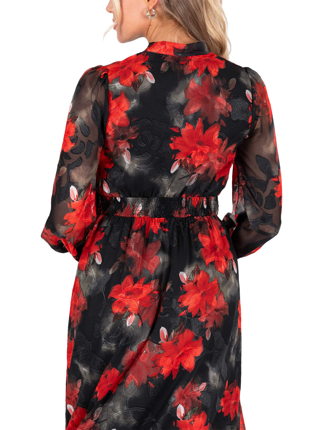 Product image 4 of 10, which shows Lovedrobe Floral Tie Neck Maxi Dress, Multi Print, 8