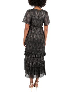 Lovedrobe Foil Firework Midaxi Dress, Black And Gold - view 2, Black And Gold