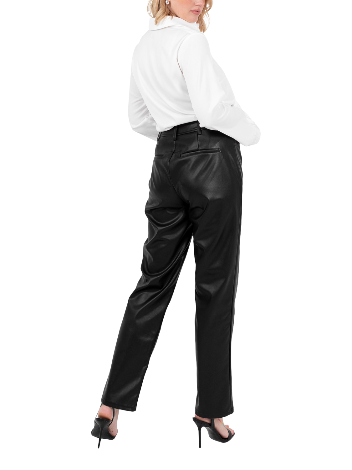 Product image 2 of 8, which shows Lovedrobe Feather Cuff Satin Shirt, White, 8