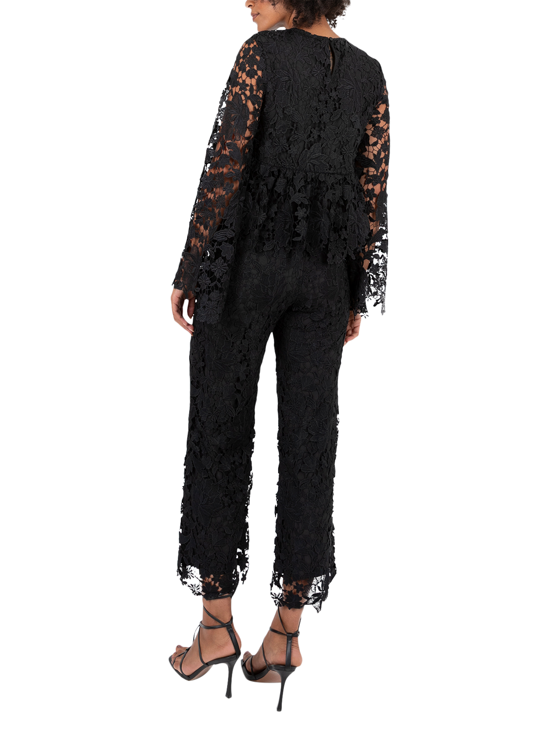 Product image 2 of 11, which shows Lovedrobe Floral Lace Peplum Top, Black, 8