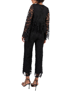 Lovedrobe Floral Lace Peplum Top, Black - view 2, Black