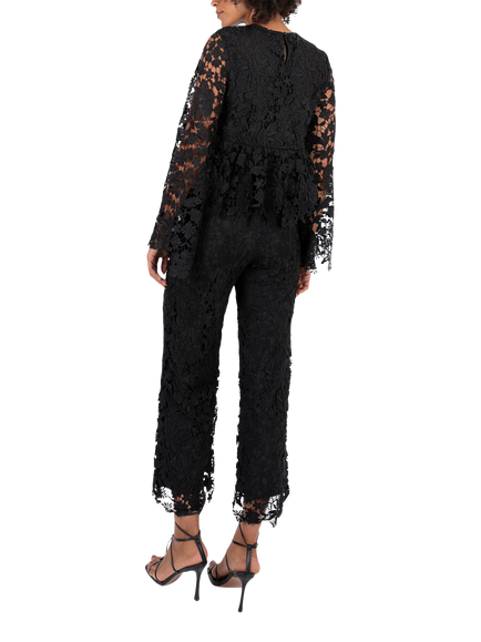 Lovedrobe Floral Lace Peplum Top, Black - view 2, Black