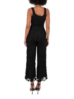 Lovedrobe Floral Lace Wide Leg Trousers, Black - view 2, Black