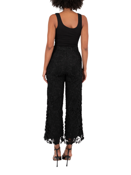 Lovedrobe Floral Lace Wide Leg Trousers, Black - view 2, Black