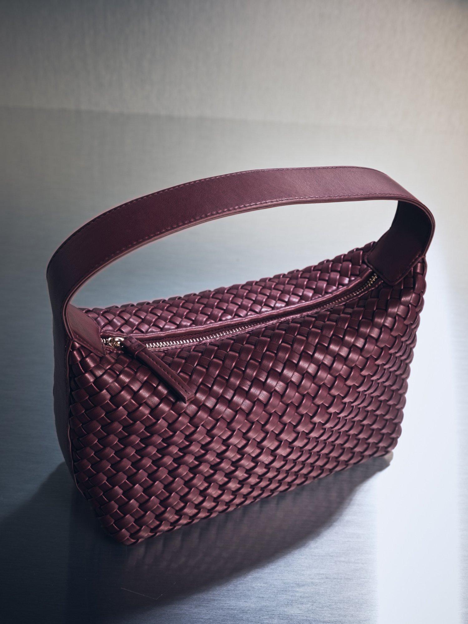 Product image 1 of 3, which shows Smith & Soul Small Plaited Hobo Bag, Bordeaux, One Size