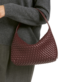 Smith & Soul Small Plaited Hobo Bag, Bordeaux - view 2, Bordeaux