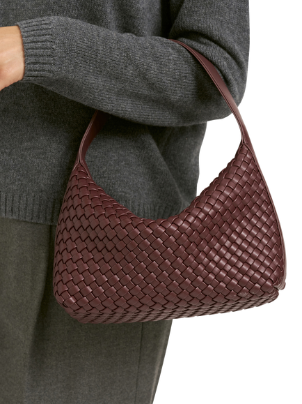 Smith & Soul Small Plaited Hobo Bag, Bordeaux - view 2, Bordeaux