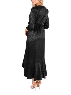 Lovedrobe Animal Print Jacquard Tie Neck Dress, Black - view 2, Black