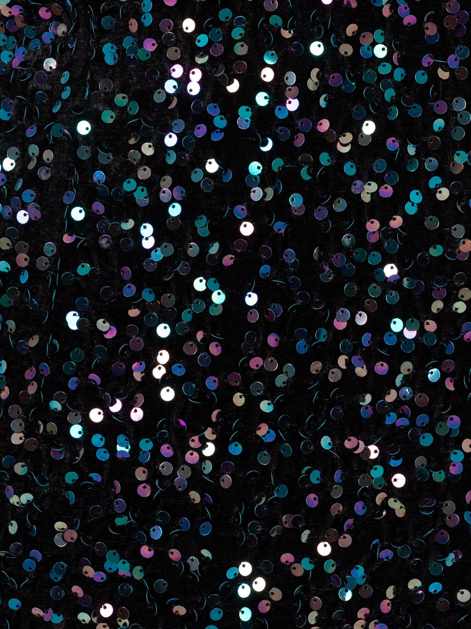 Product image 9 of 9, which shows Lovedrobe Sequin V-Back Bodycon Mini Dress, Black Multi, 8