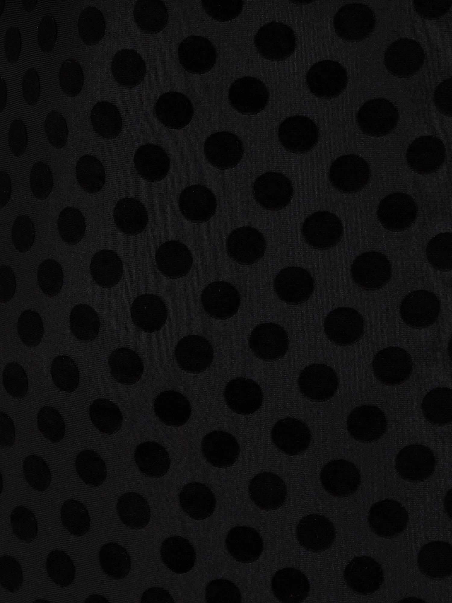 Product image 6 of 6, which shows Lovedrobe Flock Polka Dot Midaxi Dress, Black Flock, 8