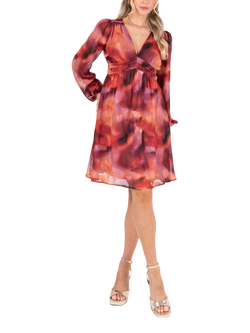 Lovedrobe Floral Burnout V-Neck Mini Dress, Multi Burnout, Multi Burnout