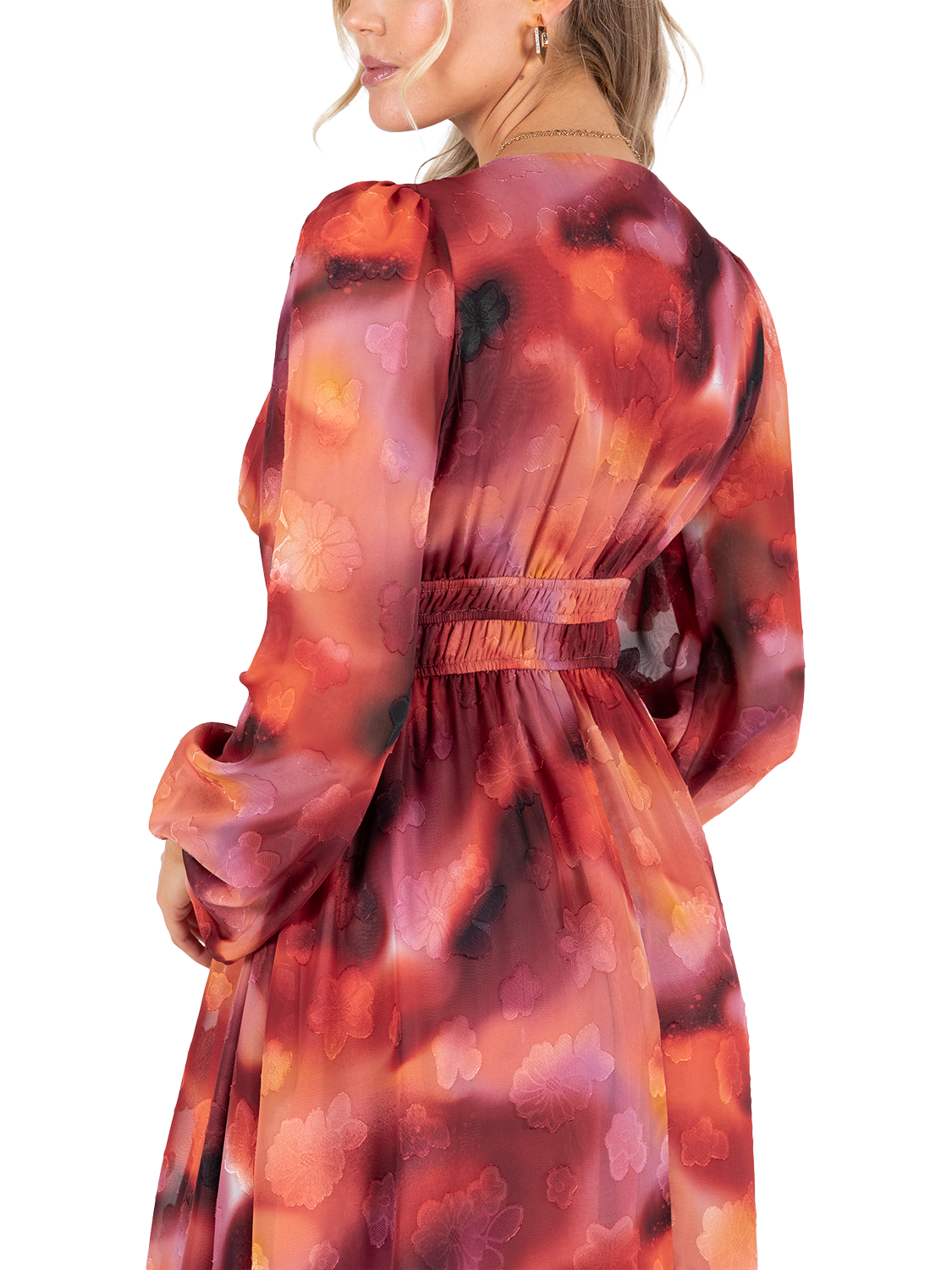 Product image 3 of 10, which shows Lovedrobe Floral Burnout V-Neck Mini Dress, Multi Burnout, 8