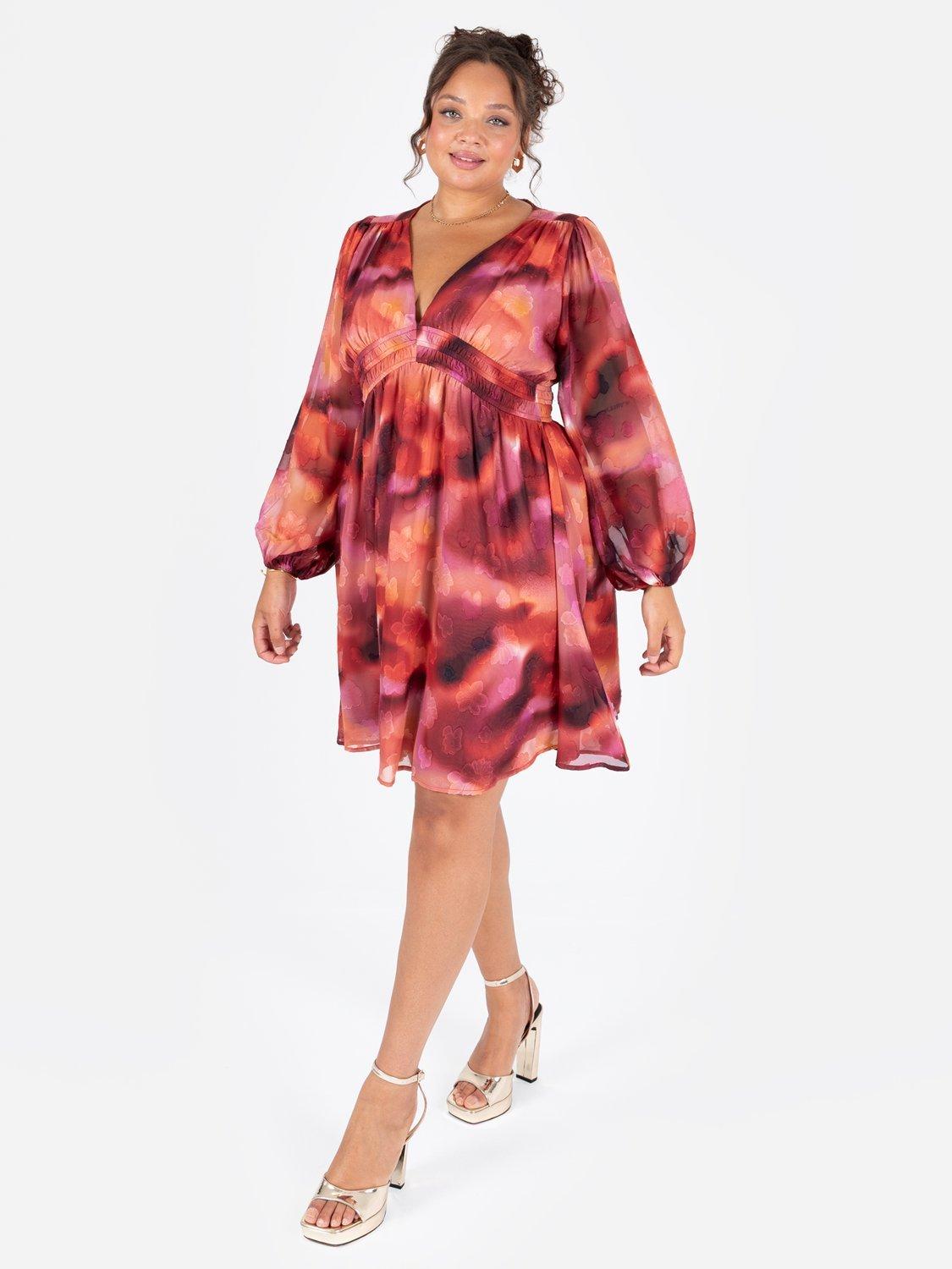 Product image 7 of 10, which shows Lovedrobe Floral Burnout V-Neck Mini Dress, Multi Burnout, 8