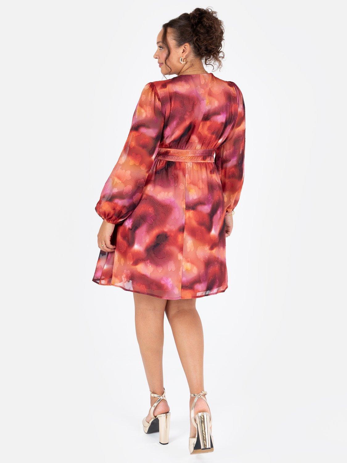 Product image 8 of 10, which shows Lovedrobe Floral Burnout V-Neck Mini Dress, Multi Burnout, 8