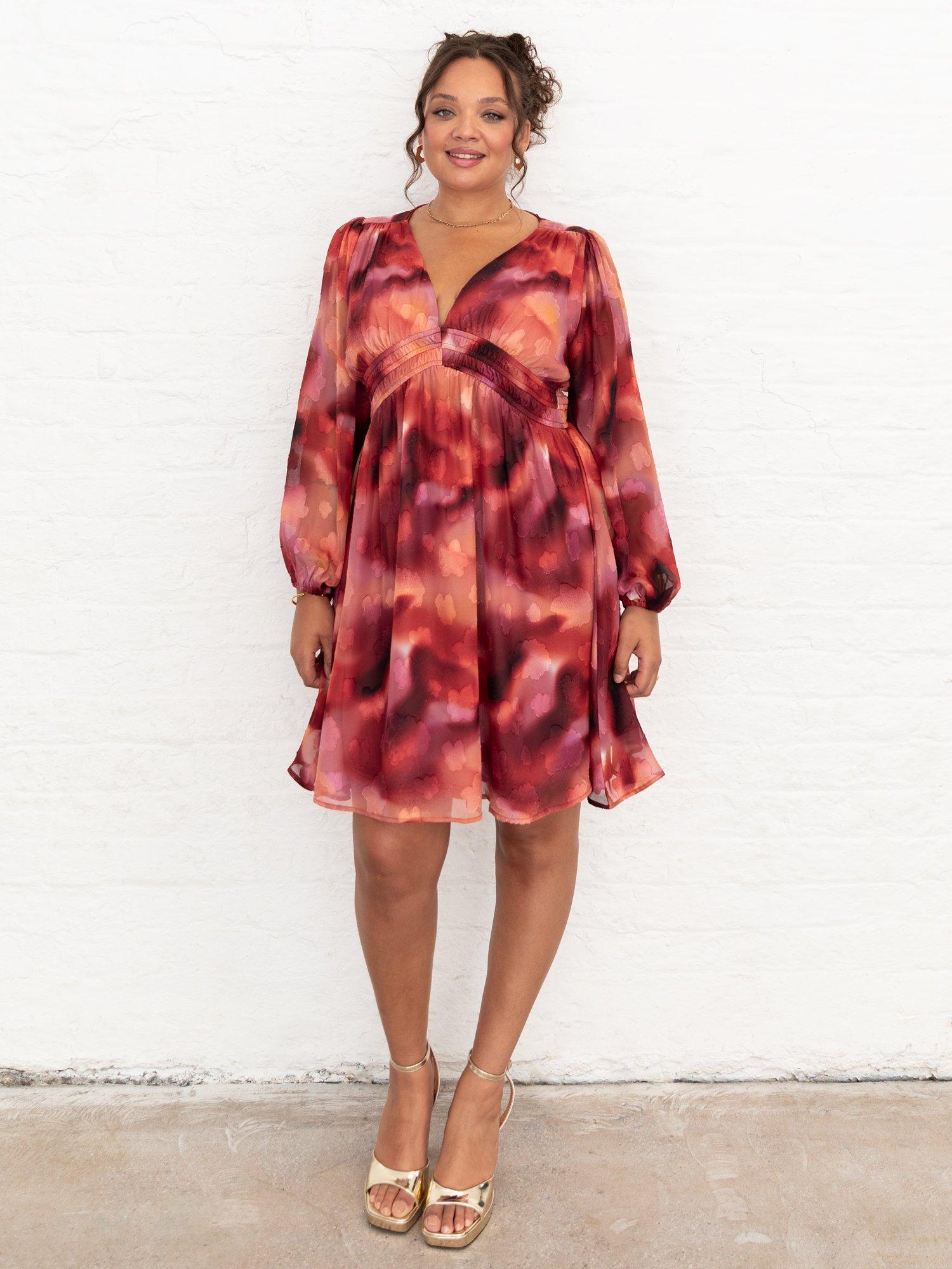 Product image 9 of 10, which shows Lovedrobe Floral Burnout V-Neck Mini Dress, Multi Burnout, 8