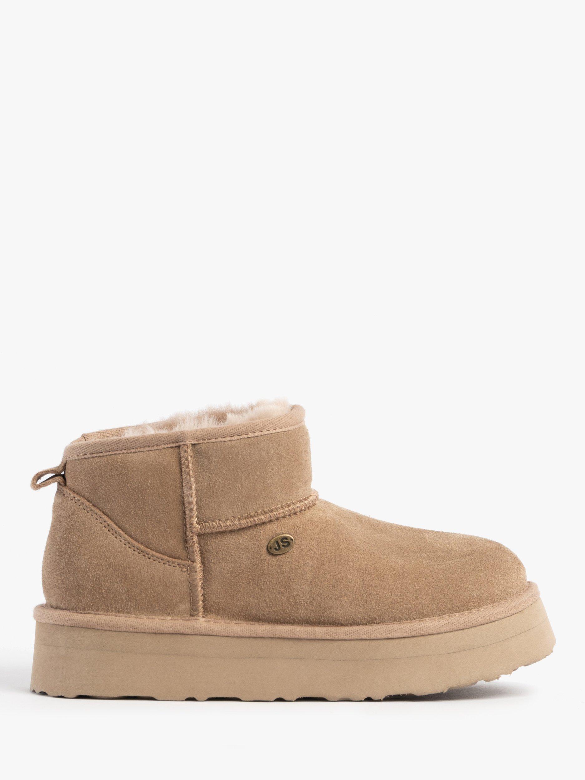 Product image 1 of 8, which shows Just Sheepskin Mini Lottie Sheepskin Boot, Taupe, 3