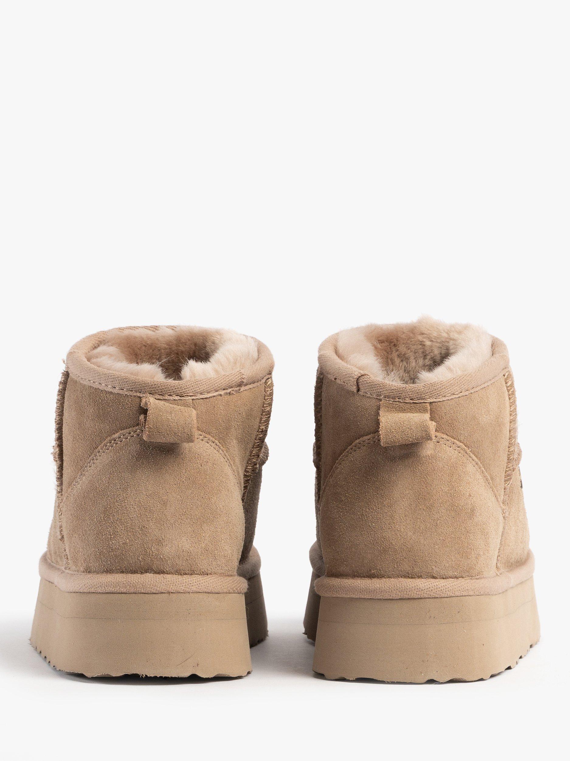 Product image 6 of 8, which shows Just Sheepskin Mini Lottie Sheepskin Boot, Taupe, 3