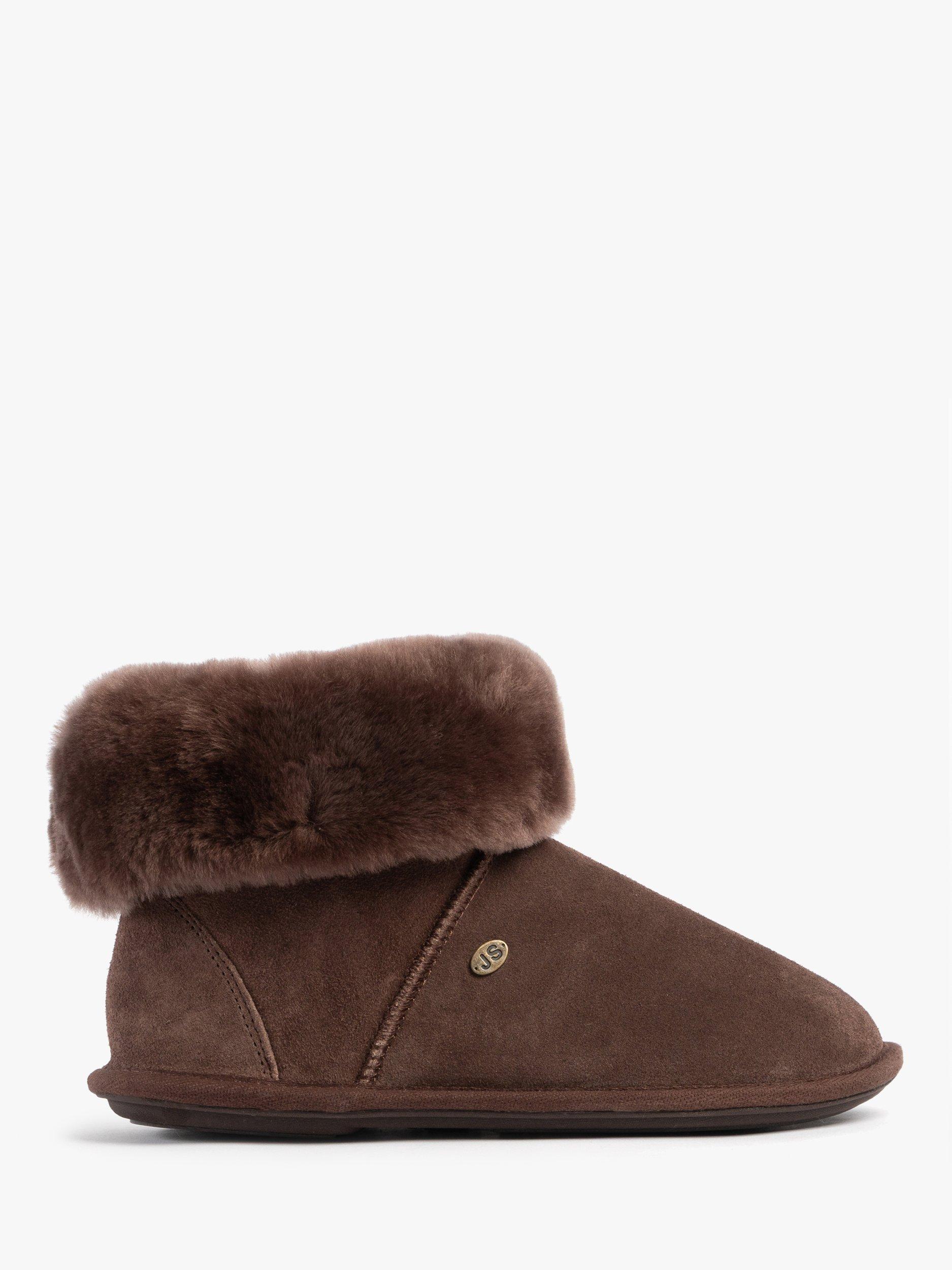Product image 1 of 7, which shows Just Sheepskin Albery Suede Slipper Boots, Chocolate, 4
