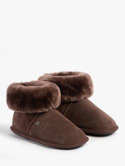 Just Sheepskin Albery Suede Slipper Boots - view 2, Chocolate