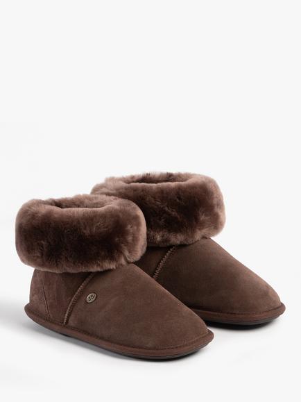 Just Sheepskin Albery Suede Slipper Boots - view 2, Chocolate