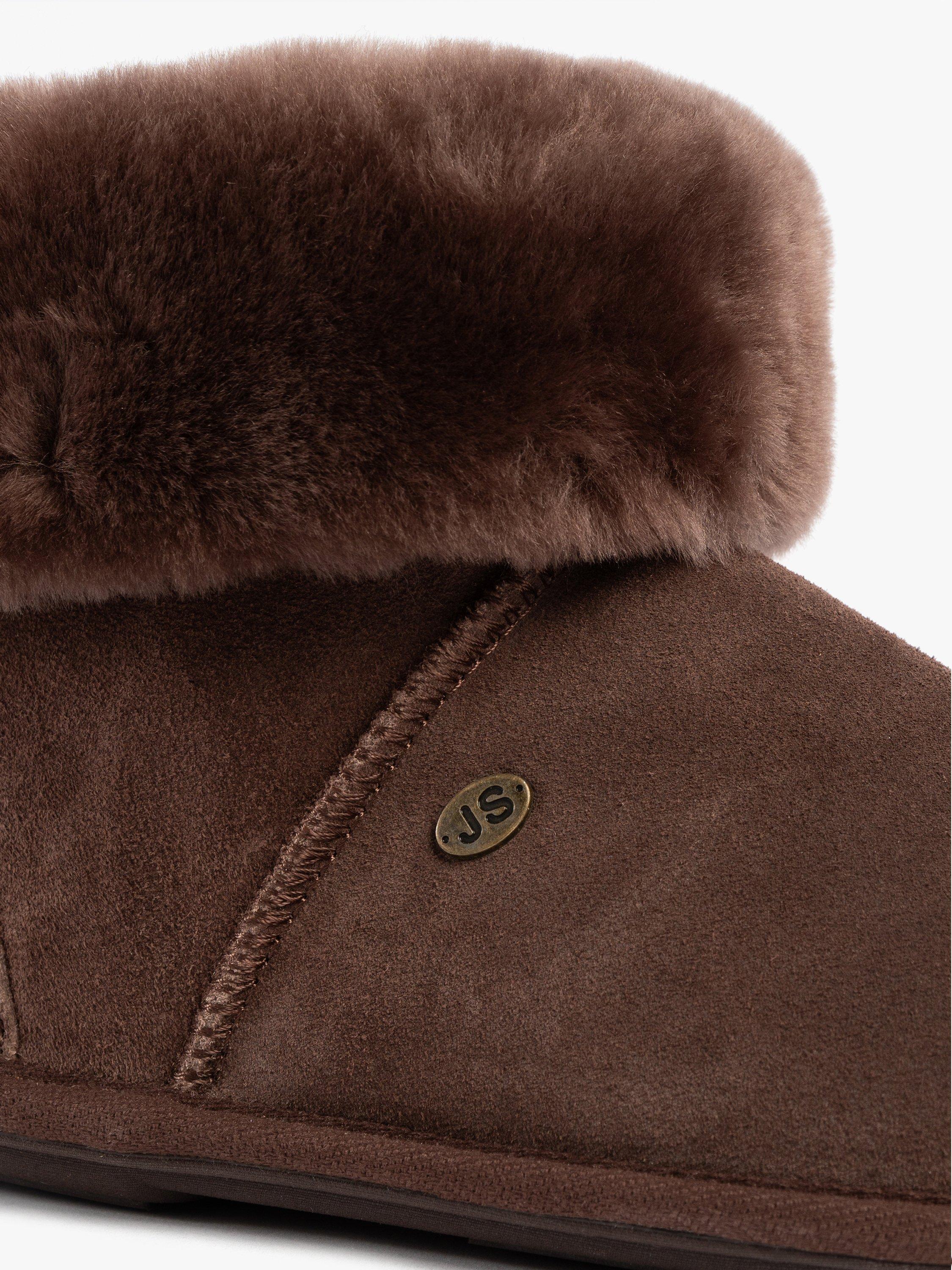 Product image 6 of 7, which shows Just Sheepskin Albery Suede Slipper Boots, Chocolate, 4