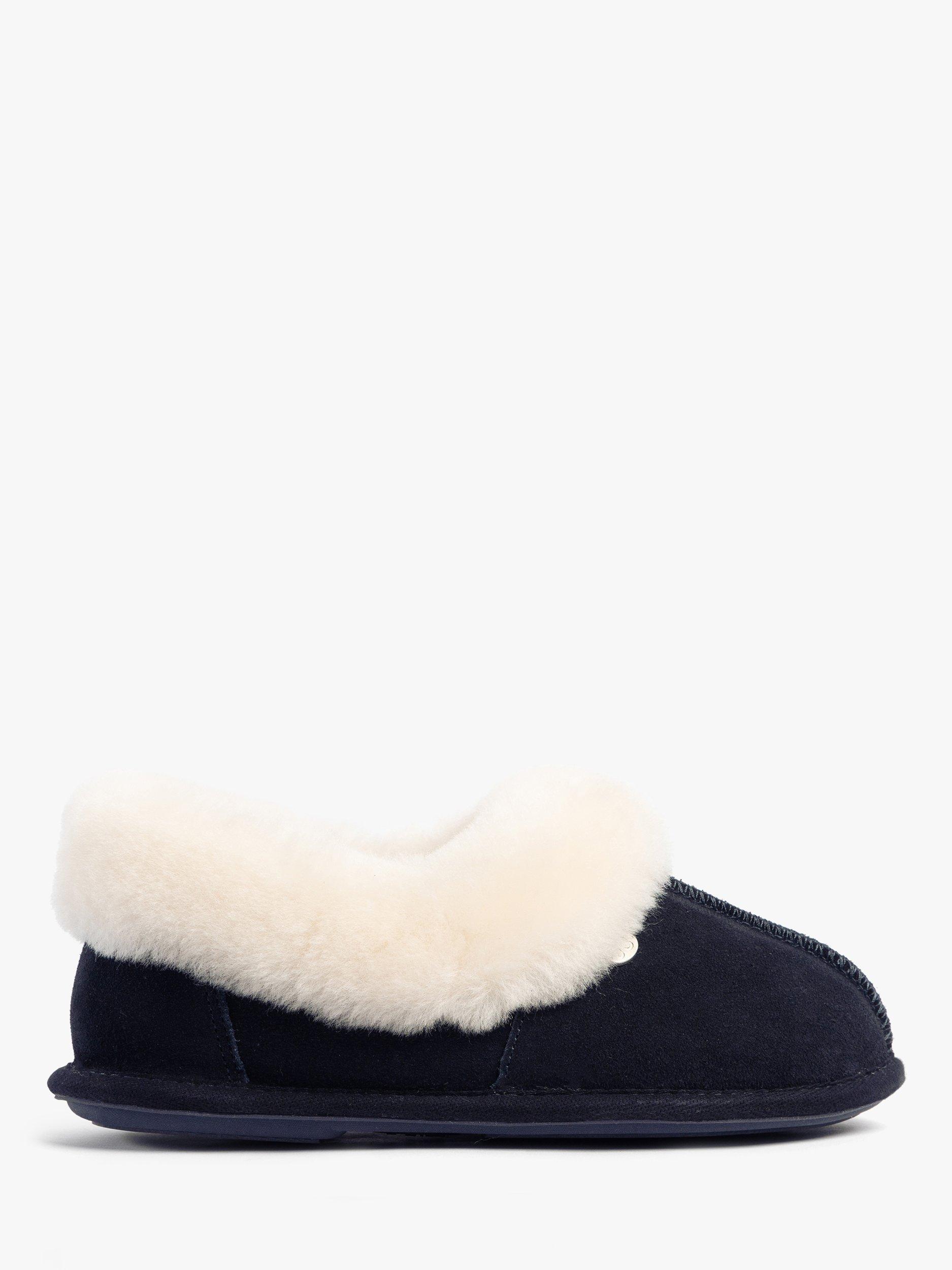Product image 1 of 7, which shows Just Sheepskin Classic Sheepskin Slippers, Navy, 4