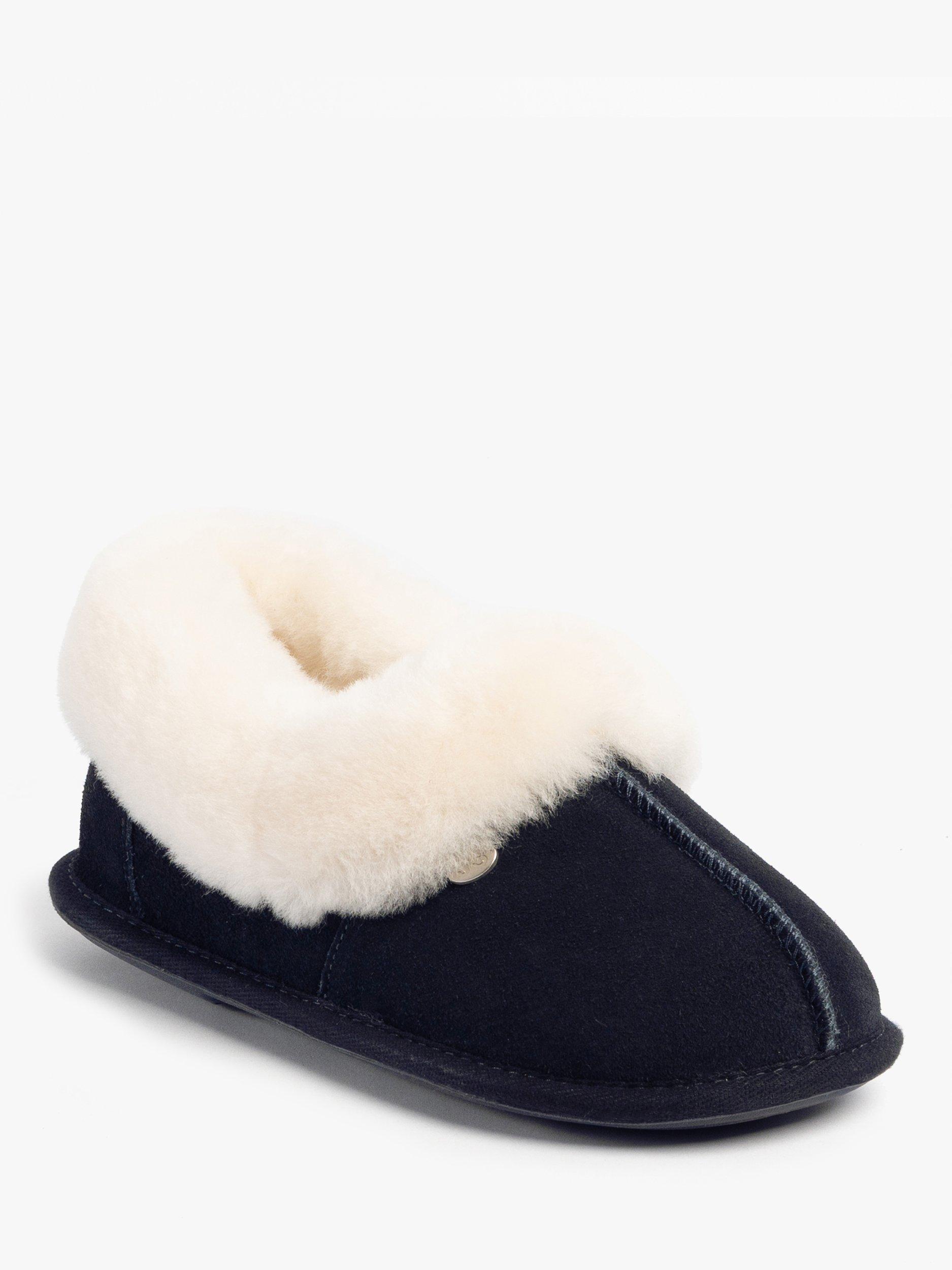 Product image 4 of 7, which shows Just Sheepskin Classic Sheepskin Slippers, Navy, 4