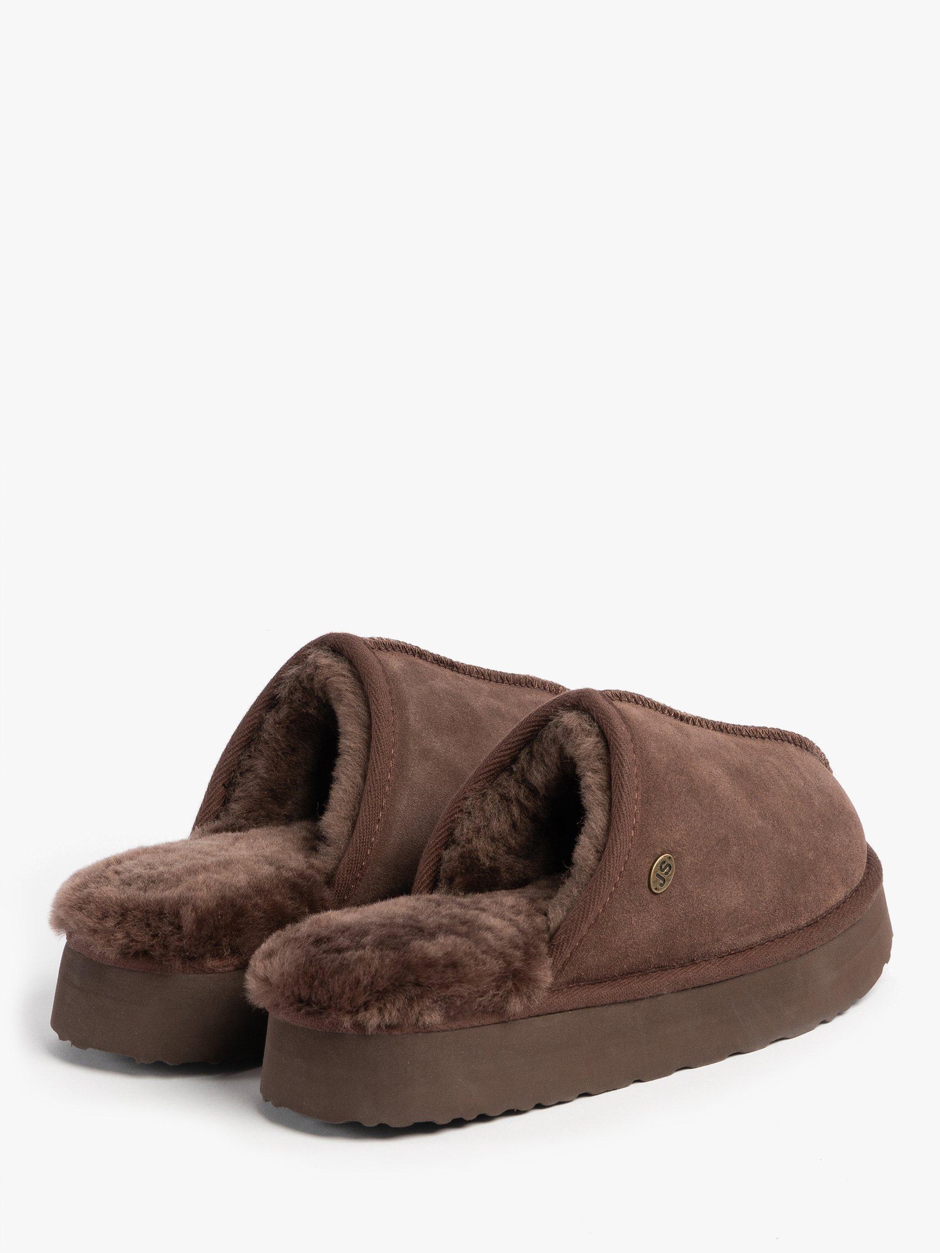 Product image 5 of 8, which shows Just Sheepskin Mabel Sheepskin Platform Mule Slippers, Chocolate, 4
