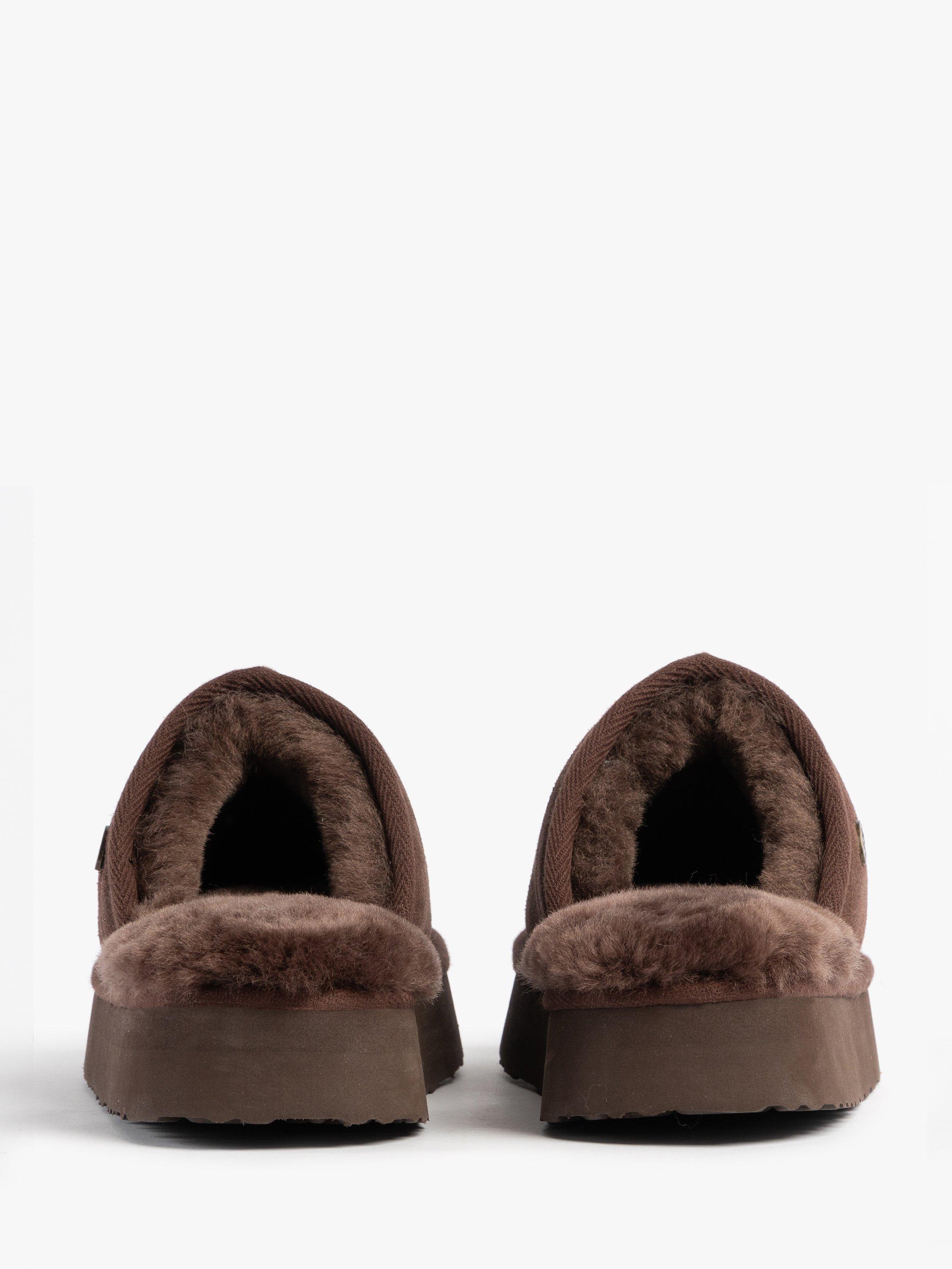 Product image 6 of 8, which shows Just Sheepskin Mabel Sheepskin Platform Mule Slippers, Chocolate, 4