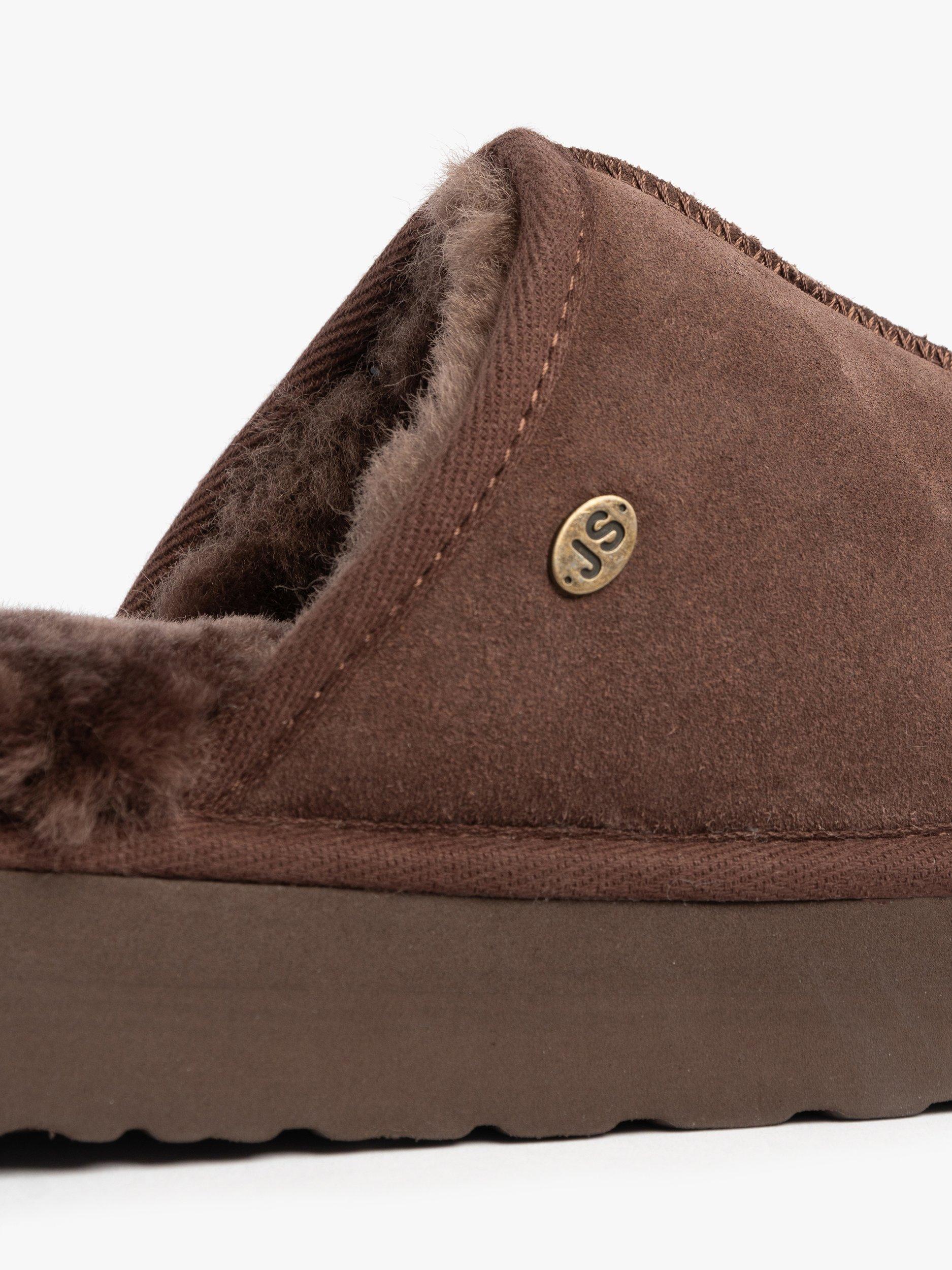 Product image 8 of 8, which shows Just Sheepskin Mabel Sheepskin Platform Mule Slippers, Chocolate, 4