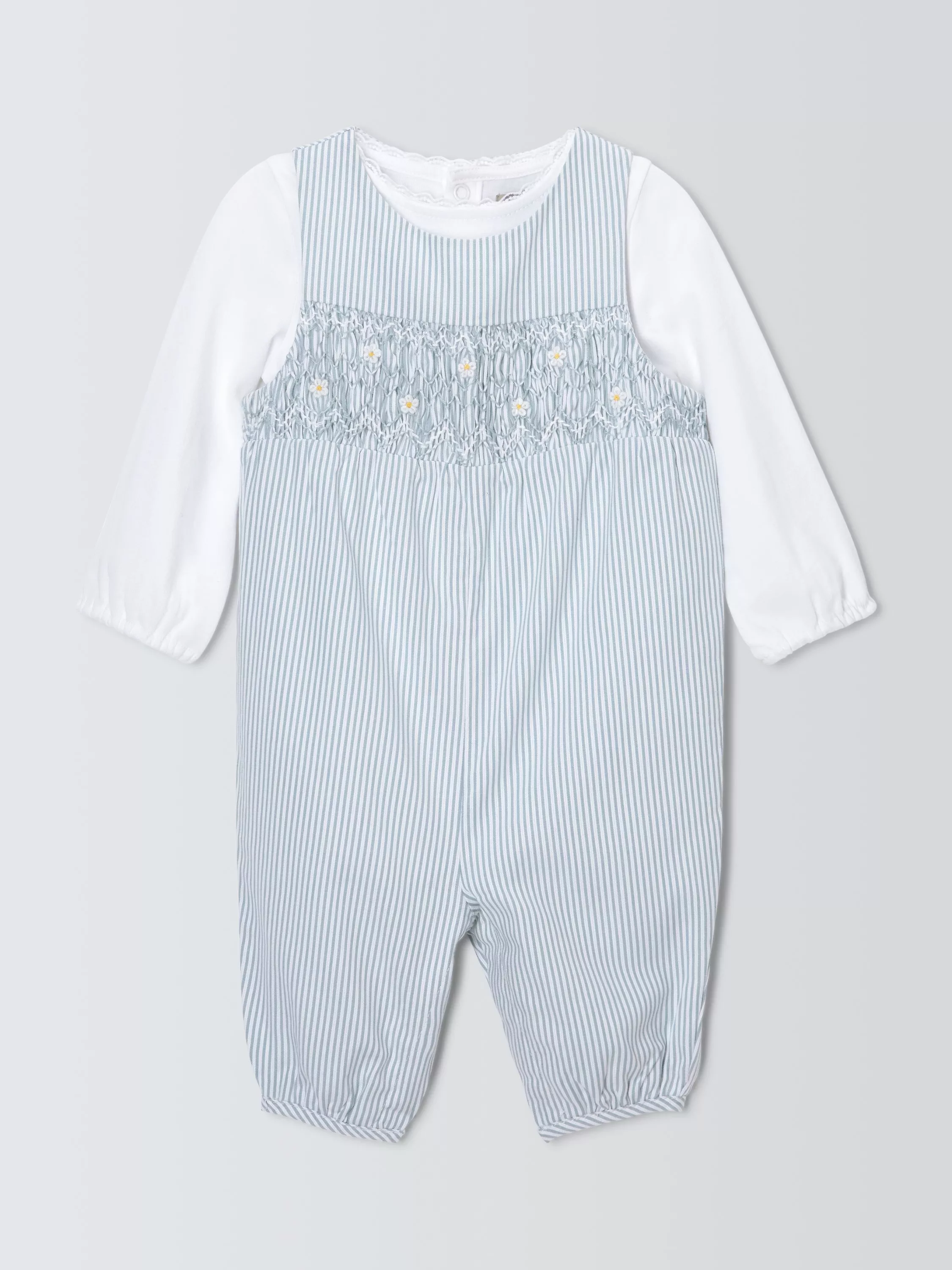 John Lewis Heirloom Collection Baby Stripe Romper & Long Sleeve