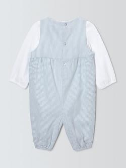 John Lewis Heirloom Collection Baby Stripe Romper & Long Sleeve Bodysuit Set, Light Blue - view 2, Light Blue