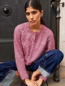 Ro&Zo Sparkle Knit Cardigan, Pink - view 2, Pink
