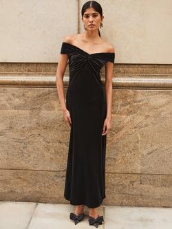 Ro&Zo Lia Off Shoulder Velvet Dress, Black, Black
