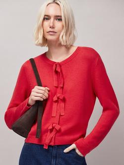 Ro&Zo Bow Front Knit Cardigan, Red - view 2, Red