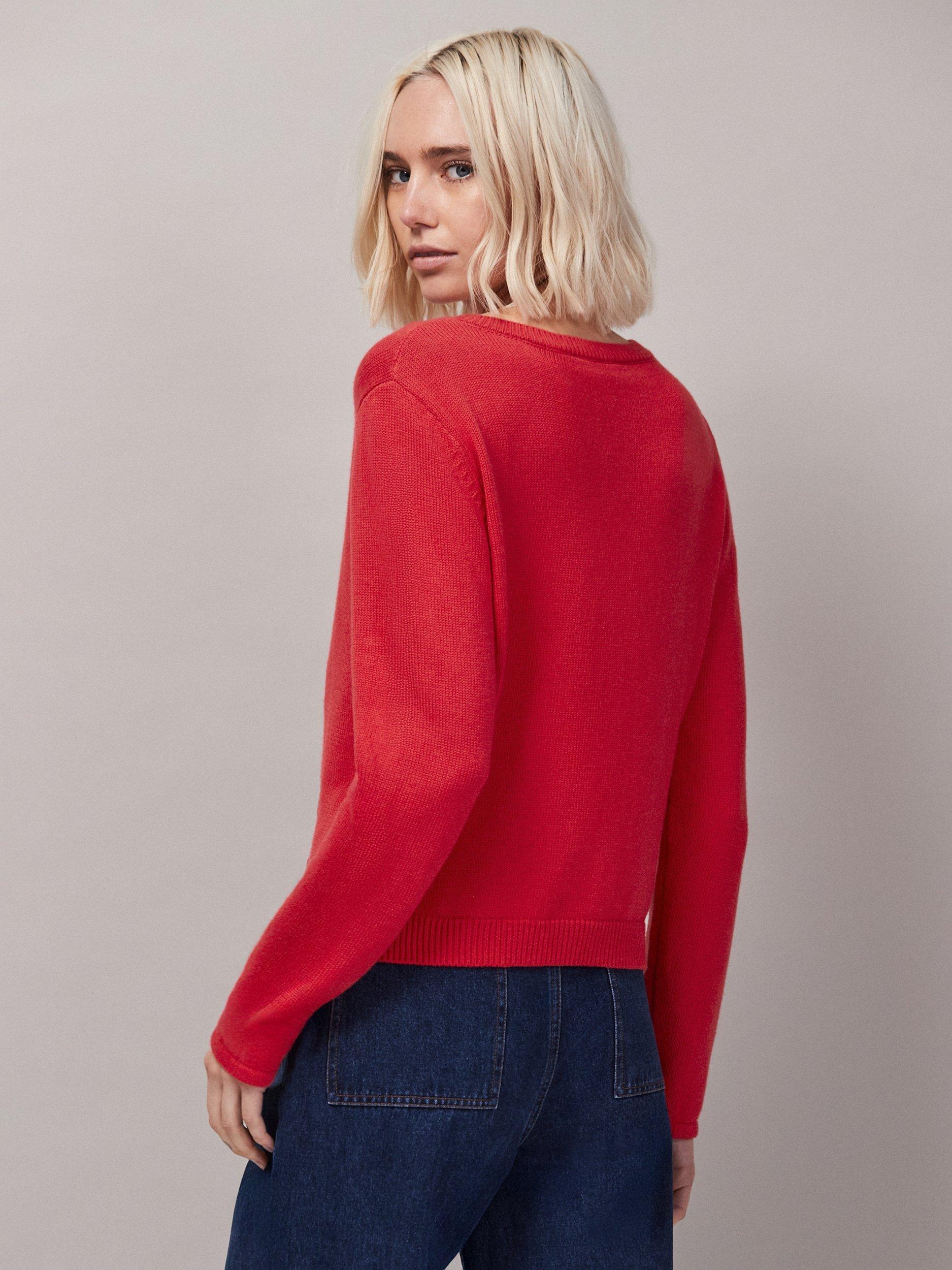 Product image 4 of 5, which shows Ro&Zo Bow Front Knit Cardigan, Red, M