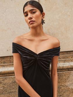 Ro&Zo Petite Lia Velvet Off The Shoulder Dress, Black - view 2, Black