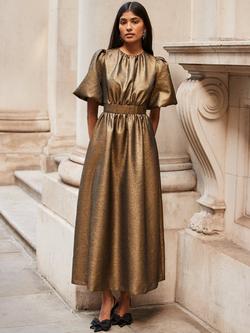 Ro&Zo Seraphina Puff Sleeve Maxi Dress, Gold, Gold