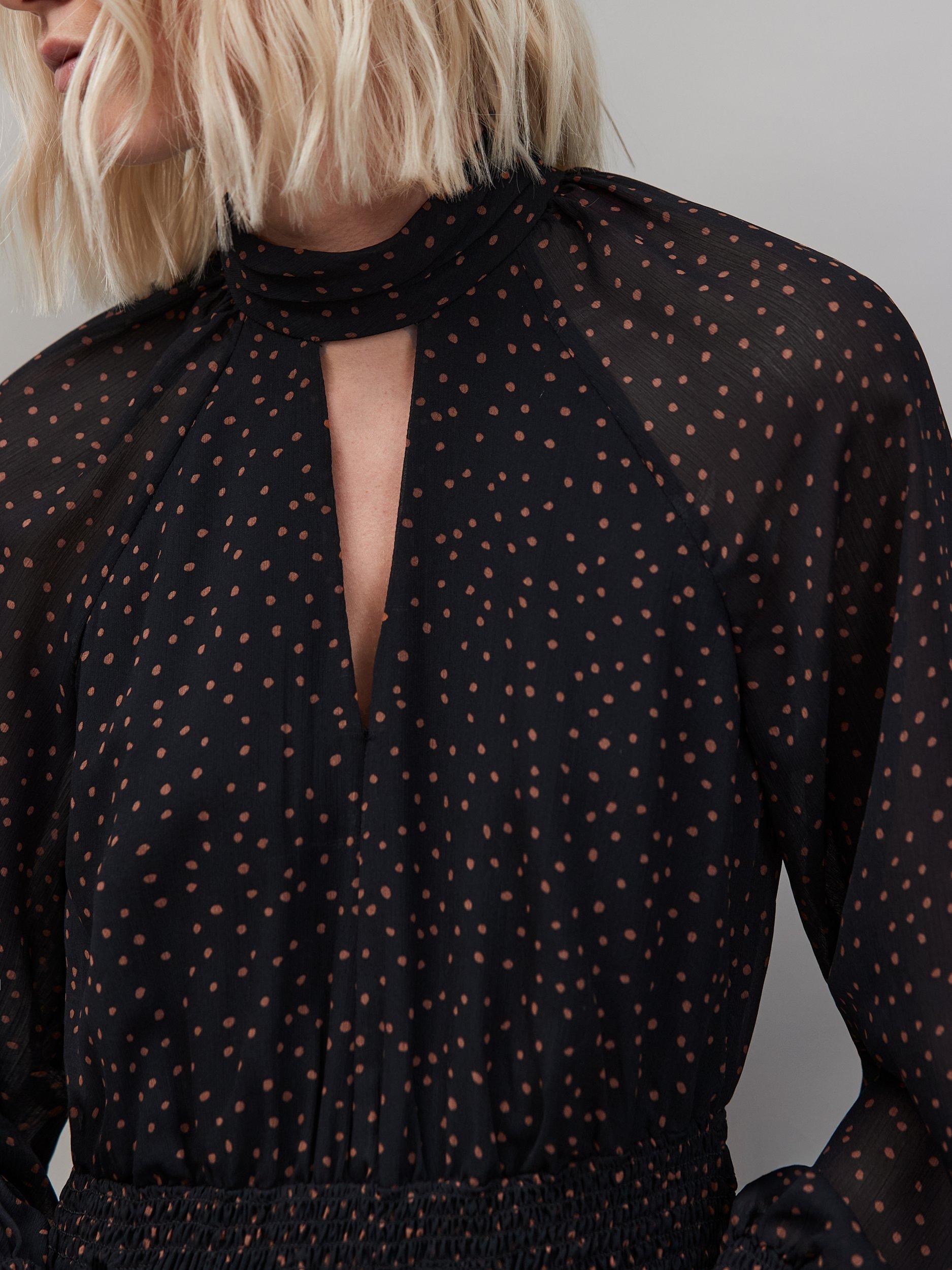 Product image 2 of 3, which shows Ro&Zo Dash Print Tiered Mini Dress, Black, 6