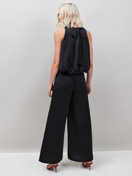 Ro&Zo Wide Leg Satin Trousers, Black - view 2, Black