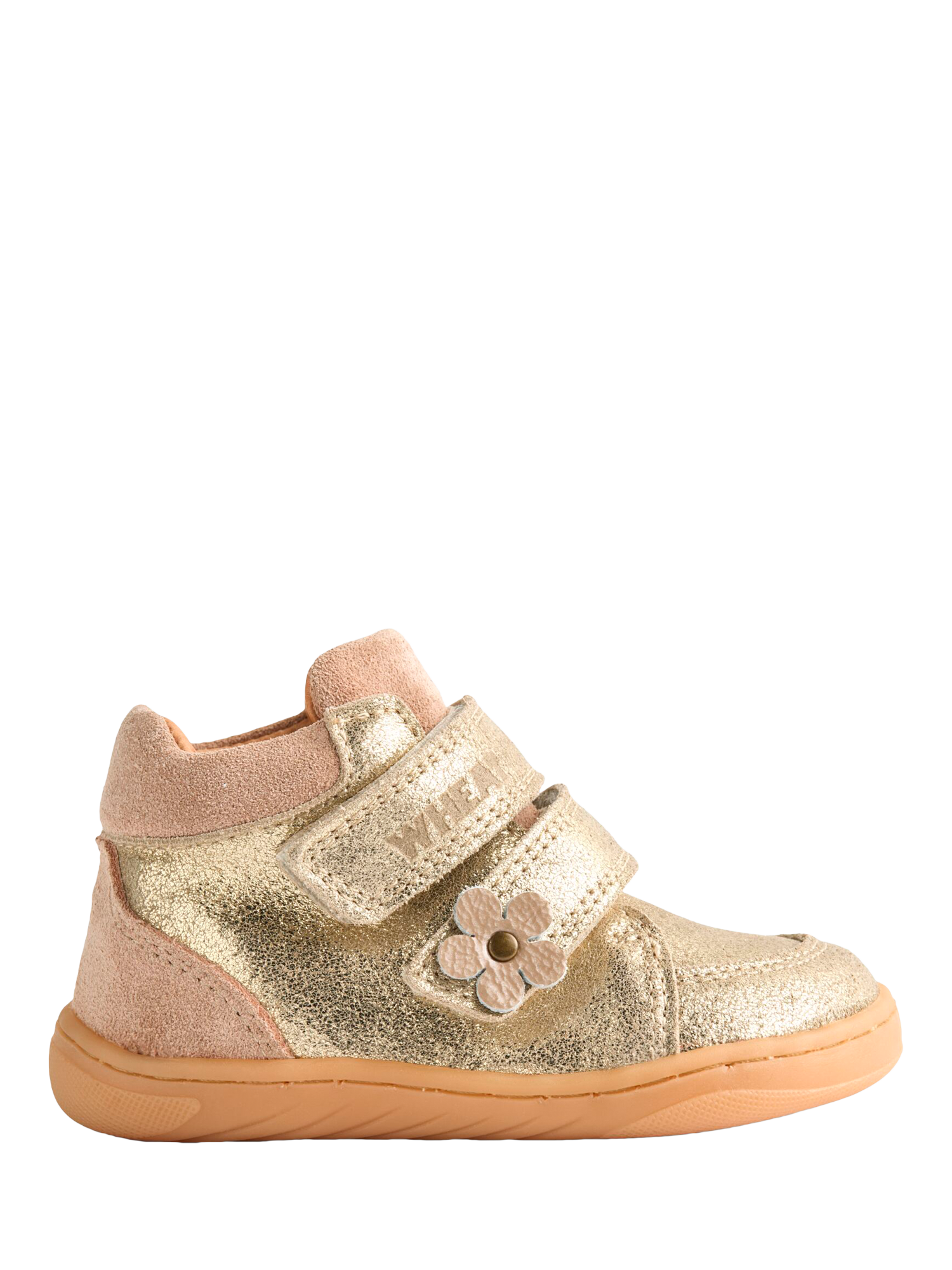 Product image 1 of 4, which shows WHEAT Kids' Metallic Leather Prewalker Boots, Gold/Multi, EU26