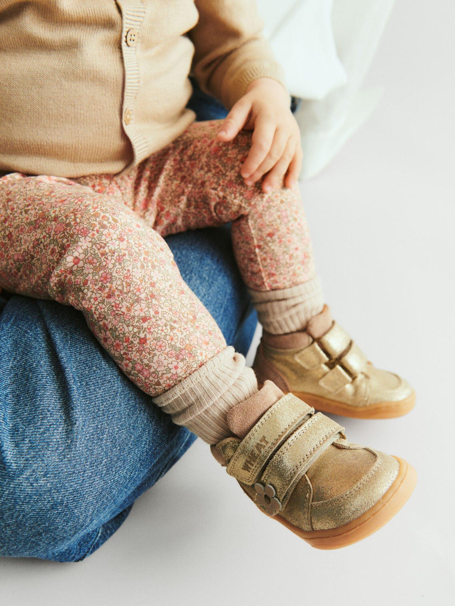 Product image 4 of 4, which shows WHEAT Kids' Metallic Leather Prewalker Boots, Gold/Multi, EU26