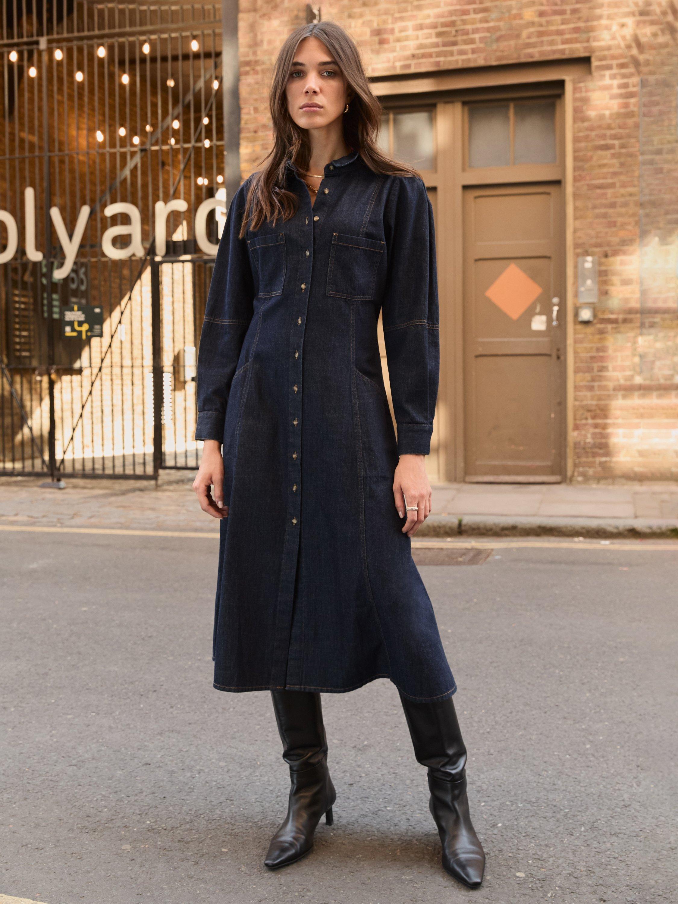 baukjen denim dress Baukjen Channing Denim Midi Dress, Dark Blue