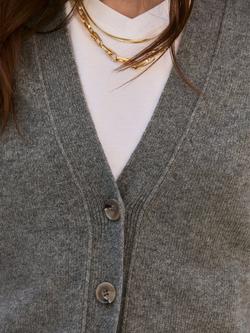 Baukjen Celine V-Neck Wool Rich Cardigan, Blossom - view 2, Grey Marl